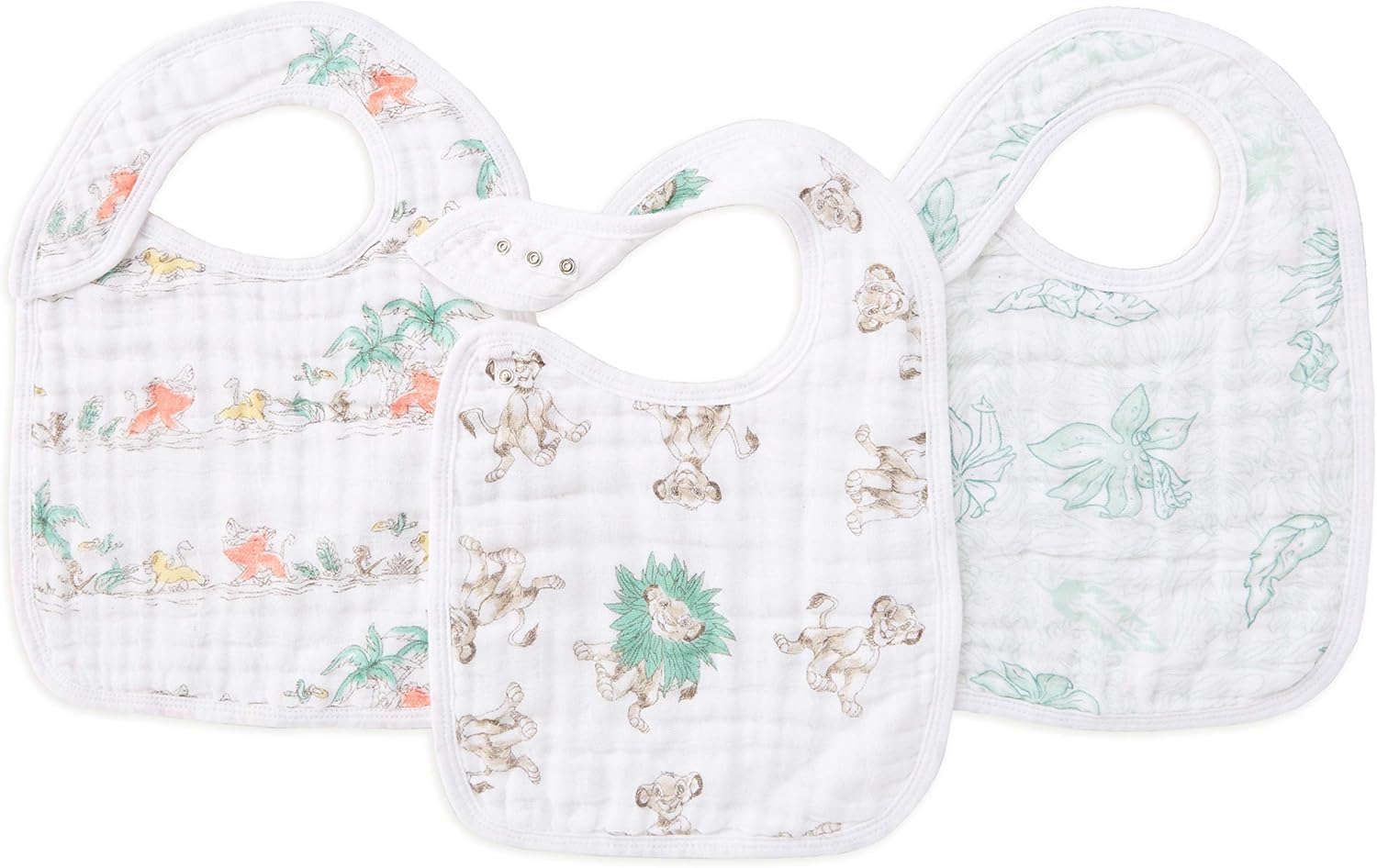 aden + anais™ snap bibs 3 pack cotton muslin jungle jam (The Lion King)