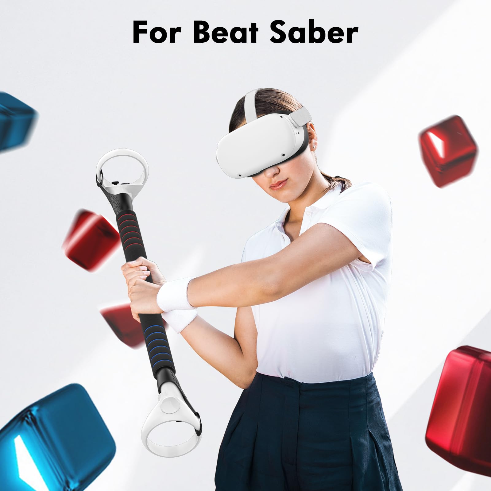 AMVR Gorilla Tag Long Arms Beat Saber Handles Compatible with Oculus Quest 2/Quest/Rift S, VR Controller Extension Grip Accessories 2 in 1 Sticks Attachment, Reinforcement with Tie Wraps(Not for Q3)
