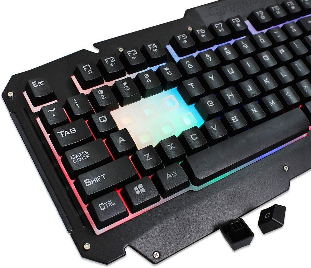 Gaming Keyboard USB Wired Keyboard AllMetal Panel SpillResistant RGB