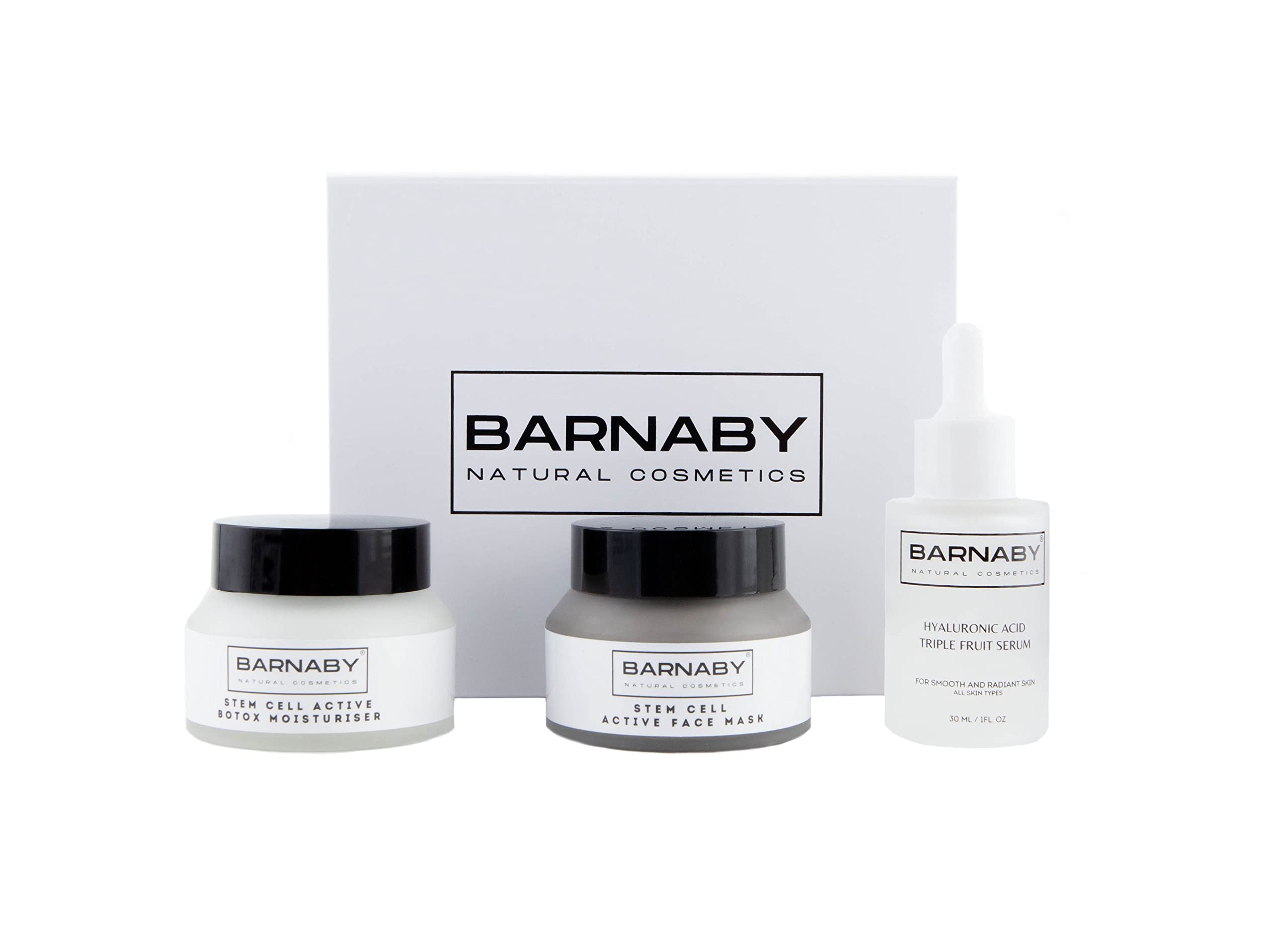 Barnaby Skincare Always Young Skincare Beauty Gift Box with Hyaluronic Acid Serum, Stem Cell Moisturiser and Face Mask Present Gift set Box