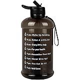 layajia 73OZ/0.6 Gallon Motivational Large Water Bottle with Straw & Time Marker, Leakproof BPA Free Big Water Jug, Wide Mout