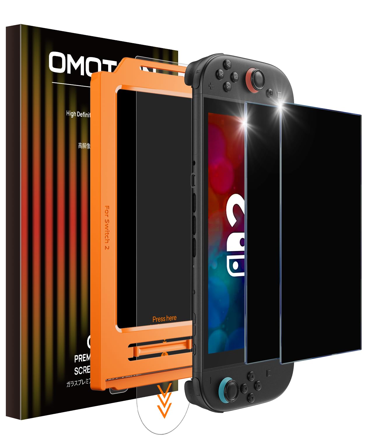 OMOTON Auto-Alignment Privacy Screen Protector for Nintendo Switch 2 2025 7.9”, Anti Spy Private Tempered Glass, Dust-free Installation Tool, Bubble Free, Anti-Glare, Touch Sensitive, 2 Pack