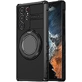 THMEIRA Compatible Samsung Galaxy S22 Ultra Case with 360°Spin Versatile Magnetic Ring Kickstand [Compatible with Magsafe] Military Grade Shockproof Slim Heavy Duty Protection, Black