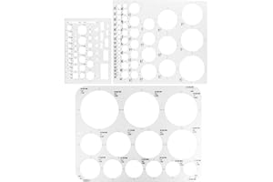 Gjinxi Circle Template, 3 Pcs Plastic Round Stencils for Drafting, Office, School, Building Formwork Drawings, Templates Large Small Size Ruler(White)