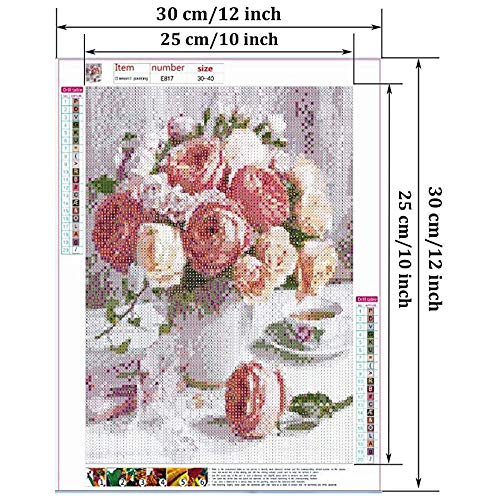 2 Pack 5D Diamond Painting Art Full Drill Kits, Beautiful Rose with Vase Embroidery Painting, Diamond Painting Kits DIY Art Craft Gift for Home Wall Decor (12In x 12In)
