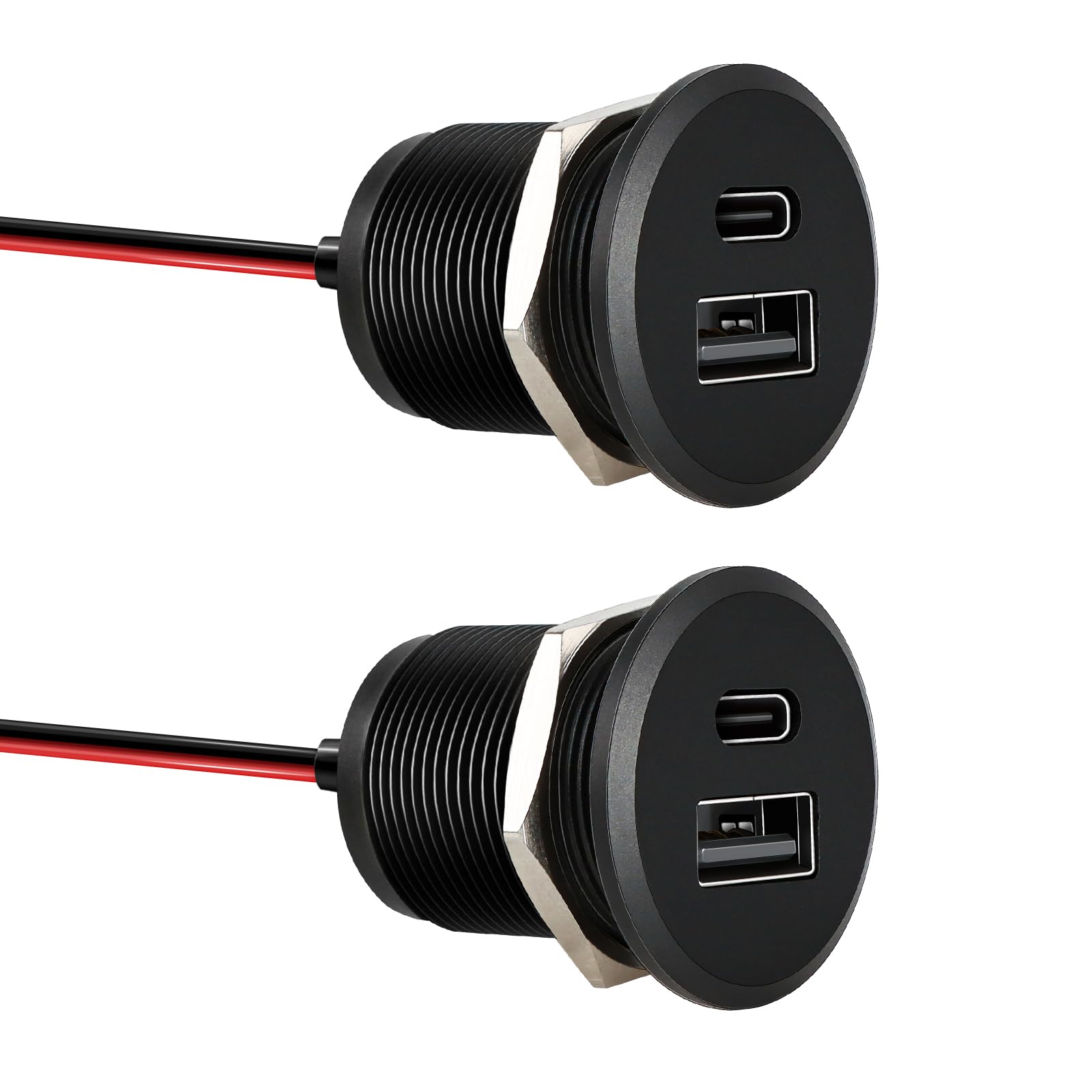 Photo 1 of Acegoo RV USB Outlet All-Aluminum Type A + Type C Ports 12V/24V USB Charger, Recessed Mount 24W High-speed Charging Socket, PD3.0 & QC3.0 Fast Charger for Camper Trailer Van Car Boat Golf Cart (2Pcs)