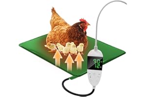 Chicken Heating Pad with Adjustable Digital Thermostat, Electric Chicken Heated Mat with Chew Resistant Cord, Waterproof Outd