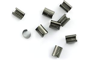 NX Garden 200PCS Leather Rope Clip 9x14mm Gun Black Round Fastener Crimping Cord String Leather Rope Clip Foldable for DIY Necklace Jewelry Making