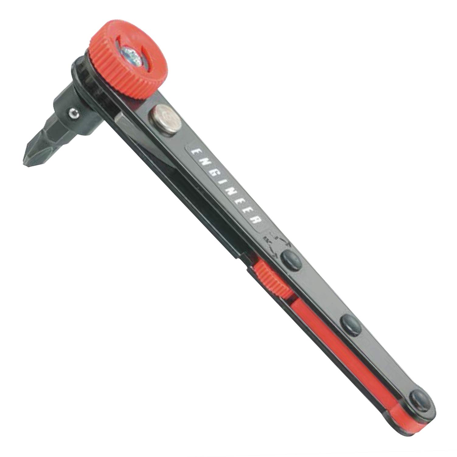 Compact 90 Degree Right Angled Ratchet Screwdriver + Double Ended bit, fits into Restricted & confined Places. ENGINEER dr-05