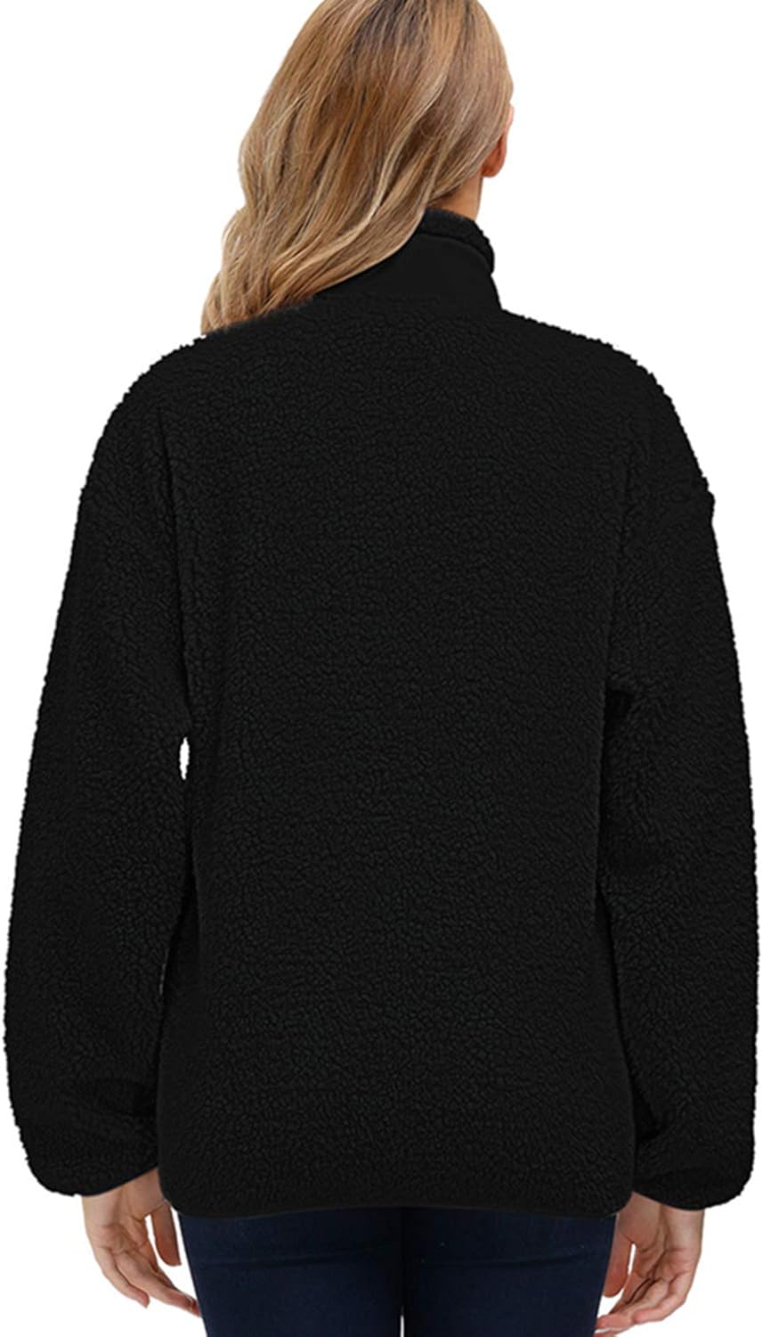 Kisscynest Women's Full Zip Fleece Jacket Stand Collar Fuzzy Fluffy Warm Winter Sherpa Coat: Clothing