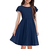 HOSIKA Summer Flower Girls Vintage Lace Chiffon A-Line Semi Formal Wedding Birthday Dress for 6-12 Years Kids