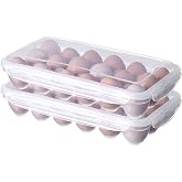 LonlyEagle XBY-US 2 Pack Covered Egg Holders,Egg Holder For Refrigerator,egg Storage Container,Plastic Refrigerator Egg Trays,Deviled Egg Tray Carrier with Lid Fits 18X2 Eggs(36 Eggs)