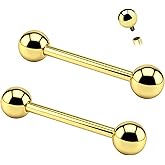 RL ROSARY LAND G23 Titanium Internally Threaded Straight Barbell 14mm/16mm Nipple Ring 2Pcs 14G Tongue Rings Body Piercing Jewelry for Women
