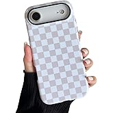 Longlayss Compatible with iPhone 17 Air Case Cute Aesthetic Checkerboard Checkered Phone Case for Women Girl Shockproof Slim TPU and Hard PC Protective Cover (Antique White)