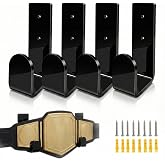 4PCS Universal Championship Belt Wall Mount Display Holder &ndash; Acrylic Belt Hanger for Wrestling, Boxing, MMA &amp; Major League Titles &ndash; Minimalist Floating Rack Holder &amp; Home Decor for Man Cave (Black)
