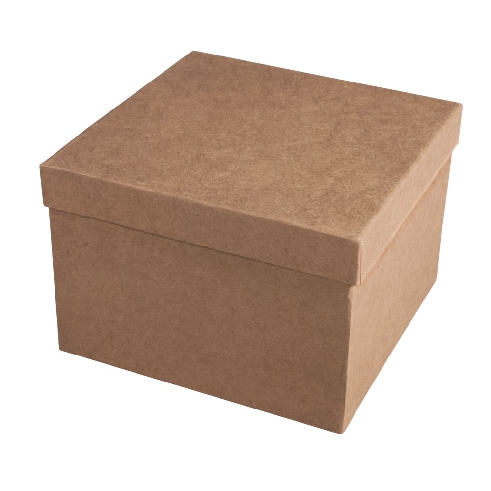 Rayher Papier Mache Box with Lid for Crafting and Decoupage, Square Storage container, Mache Box to Decorate, 15.5x15.5x10.5 cm, brown, 71754000