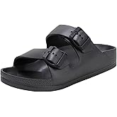 GIWONET Kids Slides Sandals Boys Girls Toddler Double Buckle Summer Shower Beach Pool Water Shoes Slip on Clouds Slippers