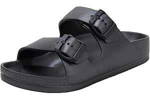 GIWONET Kids Slides Sandals Boys Girls Toddler Double Buckle Summer Shower Beach Pool Water Shoes Slip on Clouds Slippers