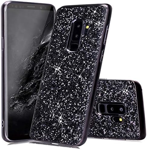 S9 Plus Case Glitter,S9 Plus Case Black,HUDDU Sparkles Shinny Hard Case Bling Anti-Scratch Back PC Diamond Cover Bumper Case Protective Phone Cases Covers for Samsung Galaxy S9 Plus