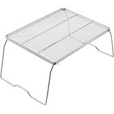YETO Folding Campfire Grill 304 Stainless Steel Grate Heavy Duty Bushcraft Portable Camping Grill with Legs Carrying Bag for Outdoor Camping Cooking 16.3"x 12.2" x 8.6"