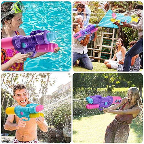 JUOIFIP 2 Pack Water Gun Super Water Blaster 2 Nozzles 1200cc High Capacity Pistol Squirt Gun Shoots 30-35 Ft Long Range Party Favor Summer Toys Swimming Pool Beach Sand Water Fight Toy Gun