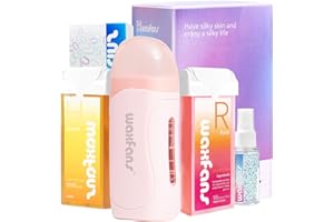 Waxfans Roll on Wax Kit, Waxing Kit for Women and Men, Wax Roller Waxing Kit for All Skin Types, Roll on Waxing Kit for Hair Removal, with Honey and Rose Wax Cartridges & 50 Pcs Wax Strips