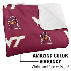 Virginia Tech Blanket, 50"x60" Logo Pattern Silky