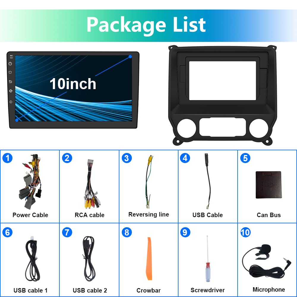 Android 12 Car Radio Stereo for Chevy Silverado GMC Sierra 2014-2018 with 10 inch Touchscreen Supports Wireless Carplay and Android Auto