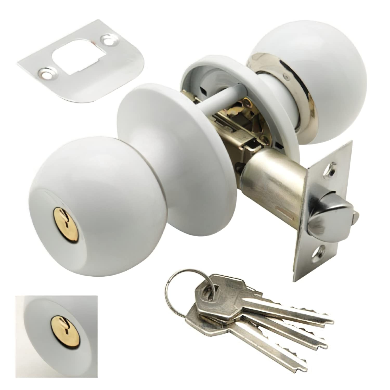 Wolfpack 3030610 – Doorknob with Key, Both Sides, White