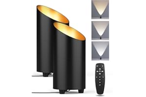 Abovizo 2 Pack Uplighting Indoor, LED Floor Can Lights with Remote and Timer, 3 Color Temps Dimmable Spotlight for Corner Sofa Plant Home Accent Lighting, 5.9 FT Plug Cord & Foot Switch, Black