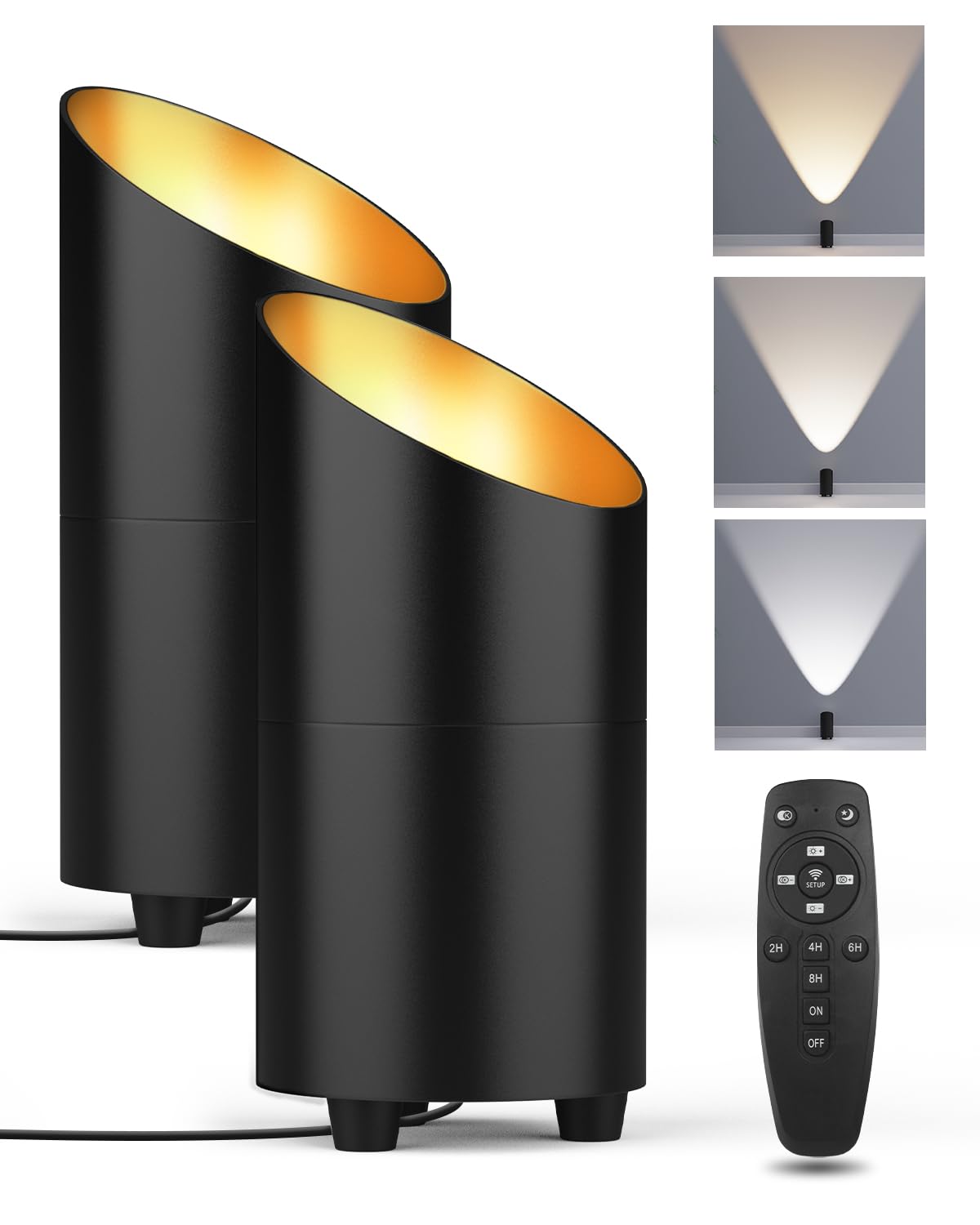 Photo 1 of Abovizo 2 Pack Uplighting Indoor, LED Floor Can Lights with Remote and Timer, 3 Color Temps Dimmable Spotlight for Corner Sofa Plant Home Accent Lighting, 5.9 FT Plug Cord & Foot Switch, Black