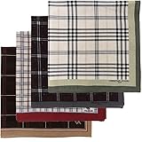 Leevo Handkerchief Men Assorted Woven Cotton 100% Hankies Fashion 4pack Box Set Assorted (17.5inch No.1~4 Assorted 4pack box set)