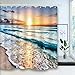 NYMB Ocean Shower Curtain, Sand Beach Wave Sea Water Pattern Set Shower Curtain, Fabric Bathroom Decorations Bath Curtains 12PCS Hooks, 69X70 Inches