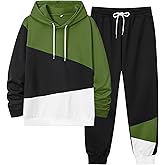 LecGee Men's Tracksuit 2 Piece Athletic Color Block Hoodie and Sweatpants Casual Sweatshirt Joggers Sweatpants Set for Men