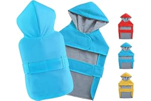 BECNBEAU Dog Raincoat Poncho Dog Rain Jacket Double Layer Winter Warm Waterproof Cotton Lining Hooded Leash Hole Adjustable Pet Rain Suit Puppy Small Medium Dogs,Blue,S