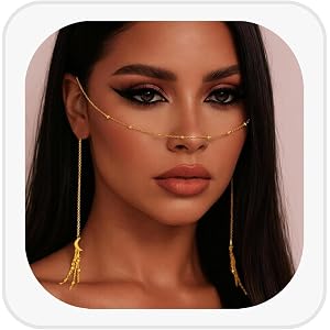 Face Chain for Women Nose Chains Vintage Pearl Chain Accessories Trendy Body Chain Party Costume Prom Jewelry