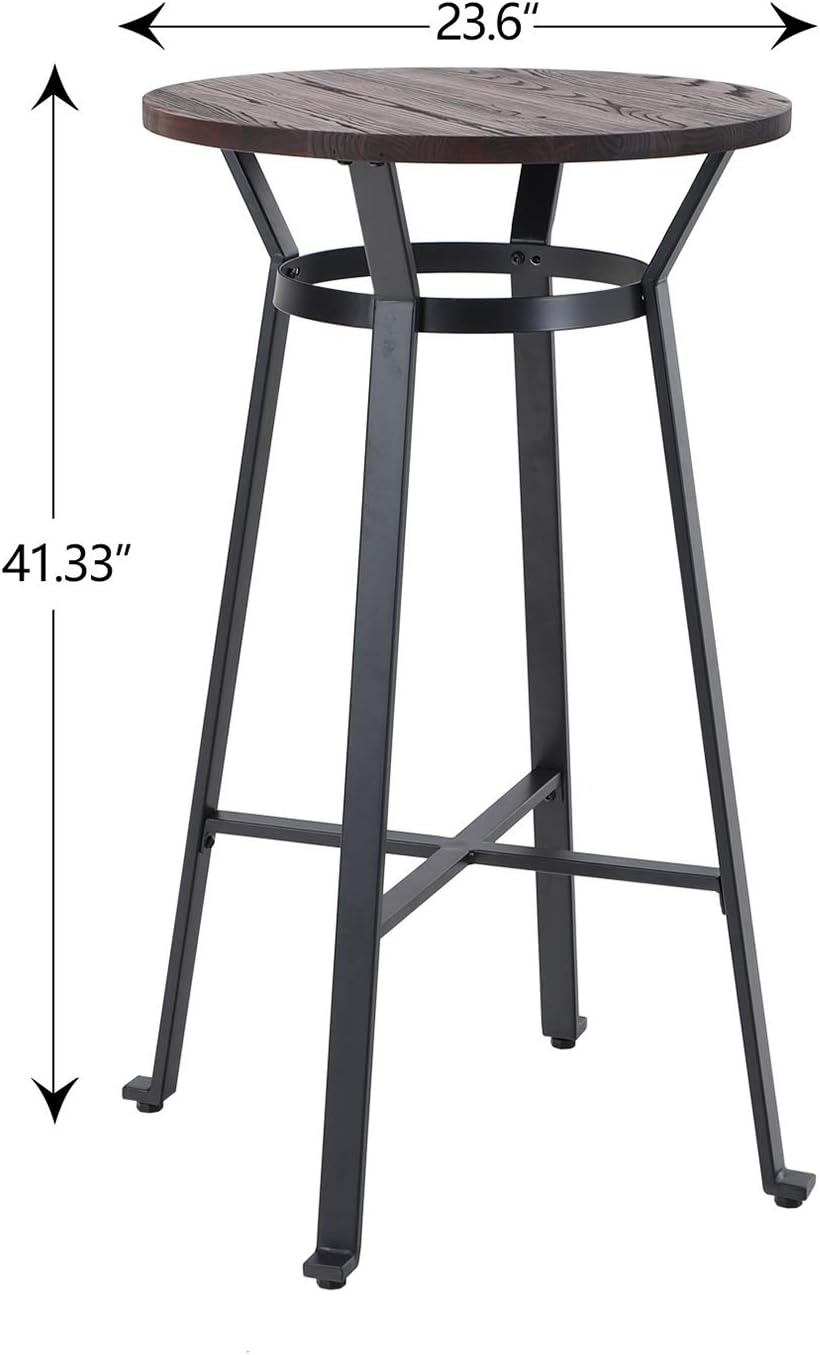 MAISON ARTS Bar Table Set of 3, Bar Height Round Bar Table with 2pcs Swivel Bar Stools 41" Pub Counter Table with Height Adjustable Barstools with Back, 1 Table & 2 Bar Stools Set, Rustic Brown: Kitchen & Dining