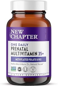 New Chapter One Daily Prenatal Multivitamin 35+, 30 Count | Prenatal Vitamins for Healthy Mom and Baby - Methylfolate & Choli