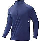 MIER Dry Fit Quarter Zip Pullover for Men, Long Sleeve 1/4 Zip Lightweight Golf Athletic Fishing Shirts (Sun Protection)