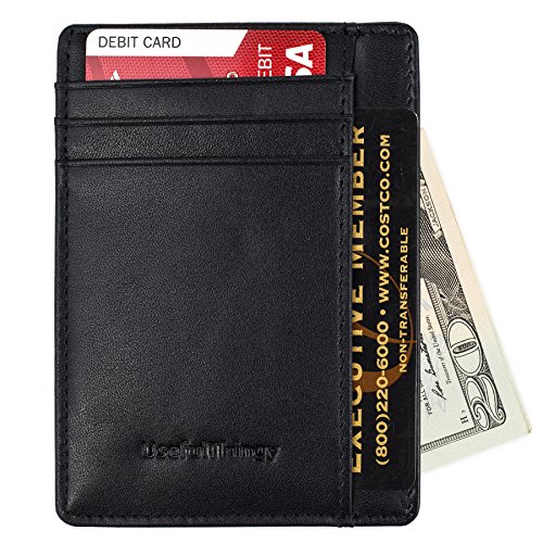 Minimalist Leather Wallet for Men Front Pocket RFID Blocking Slim Thin 5 Colors - Thumbnail 7