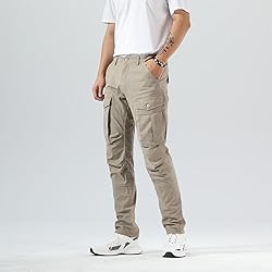 Plaid&Plain Men's Cargo Pants Slim Fit with