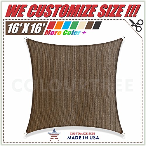 ColourTree 2nd Gen 16' x 16' Brown Sun Shade Sail Square Canopy Awning Fabric Cloth UV Block Heavy Duty Commercial Grade Outdoor Patio Garden Carport 5 Years Warranty (Custom Size Available) ColourTree 2nd Gen 16' x 16' Brown Sun Shade Sail Square Canopy Awning Fabric Cloth UV Block Heavy Duty Commercial Grade Outdoor Patio Garden Carport 5 Years Warranty (Custom Size Available)