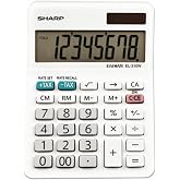 Sharp 8-Digit Dual Power Mini-Desktop Calculator (EL-310WB) | Angled LCD Display, White Business Calculator, 3.38 x 4.75 x 1.0-Inches