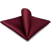 S&W SHLAX&WING Solid Color Red Burgundy Wedding Silk Matching Pocket Square Large