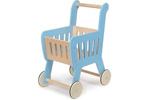 Mentari Toys - Shopping Cart - Wooden Shopping Cart with Extra Storage - Perfect Role Play Toy, Promotes Creativity and Imagination for Boys and Girls - Age 3+