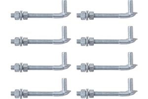 VIVIDA 6" J Bolt Gate Hinge 8 PCS, J Bolt Post Hinge with 5/8" Male Pin, for Chain Link Fence, Galvanized Steel, Nuts & Washers Included