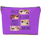 BQXH Anime Makeup Bag for Women, Purple Cosmetic Bag Travel Organizer, Cute Cartoon Makeup Pouch Toiletry Accessories, Anime Merch Gifts for Women Friends, Birthday Christmas Gift