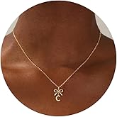 JIAOGE Valentines Day Gifts for Her Kids Girls - Gold/Silver Bow Necklace Dainty Initial Necklaces for Women Girls Gold Necklace for Women Birthday Gifts for Womens Teen Girl Gifts for Girls Jewelry