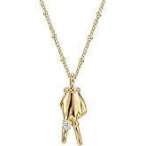 MEVECCO Gold Necklace for Women 18k Gold Plated Gesture Charm Pendant Necklace Handmade Jewelry for Valentine's Day Birthday Gifts