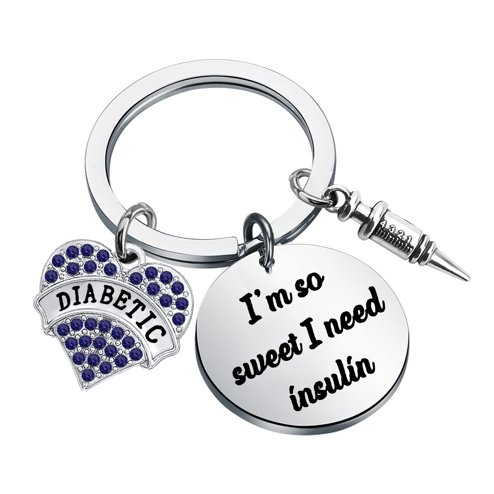 AKTAP Diabetic Awareness Keychain I’m So Sweet I Need Insulin Diabetes Keychain Diabetic Patients Gift (Diabetic Awareness Keychain)